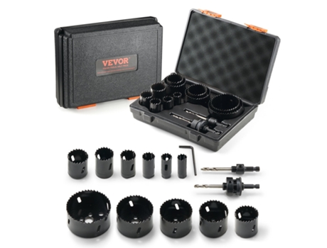 Kit de sierra perforadora, 11 hojas de sierra, 2 taladros, 1 caja de llave hexagonal bimetálica M42 VEVOR