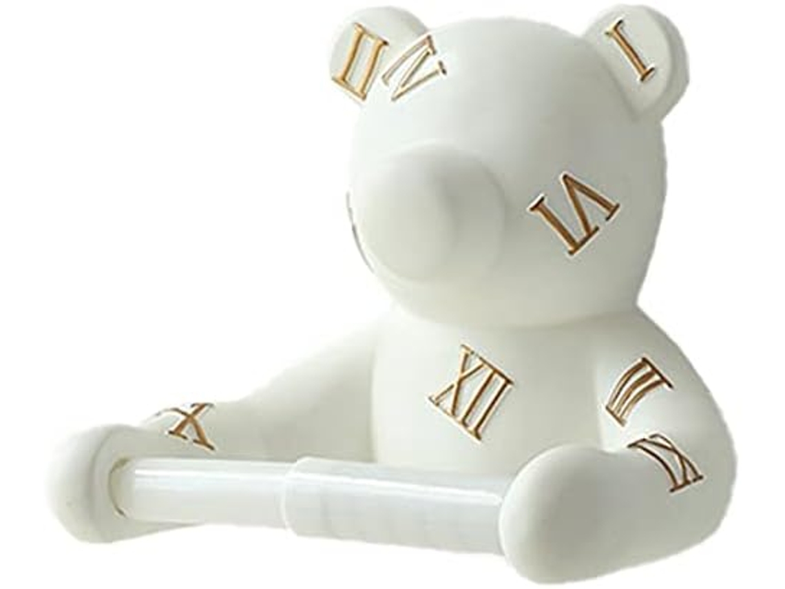 Portarrollos de papel higiénico de pared con forma de oso y orificio para colgar. Gokoco