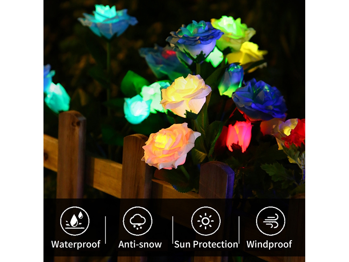 2 Piezas Luces Solares De Rosas Exteriores Led Rgb Impermeables Para Jardín, Camino, Césped Y Paisaje
