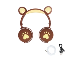 Audífonos Inalámbricos Para Niños Con Orejas De Gato Plegables Bluetooth Supraaurales Con Micrófono Marrón
