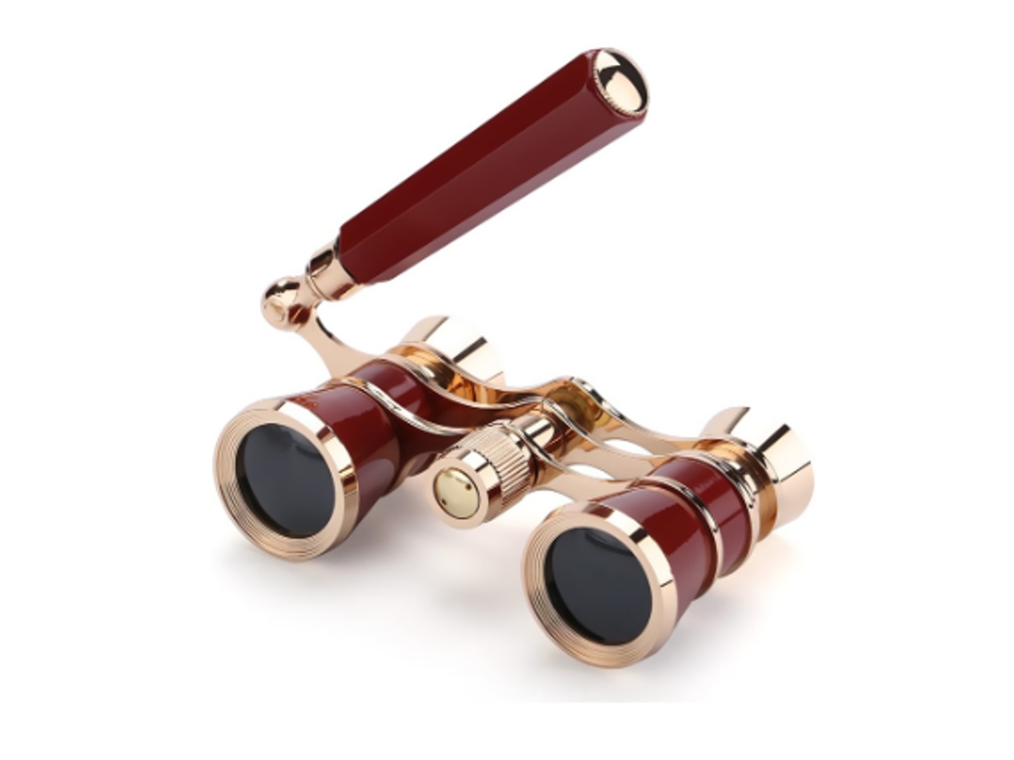 Binoculares 3x25, minibinoculares ligeros y compactos con asa plegable integrada para adultos, niños y mujeres en conciertos musicales. Bestvite (rojo).