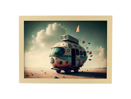 NACNIC Poster Casa Móvil En Estilo Surrealismo Cinematográfico Ilustraciones Y Grabados De Historieta Abstracta Y Artística A4 Marcos Madera