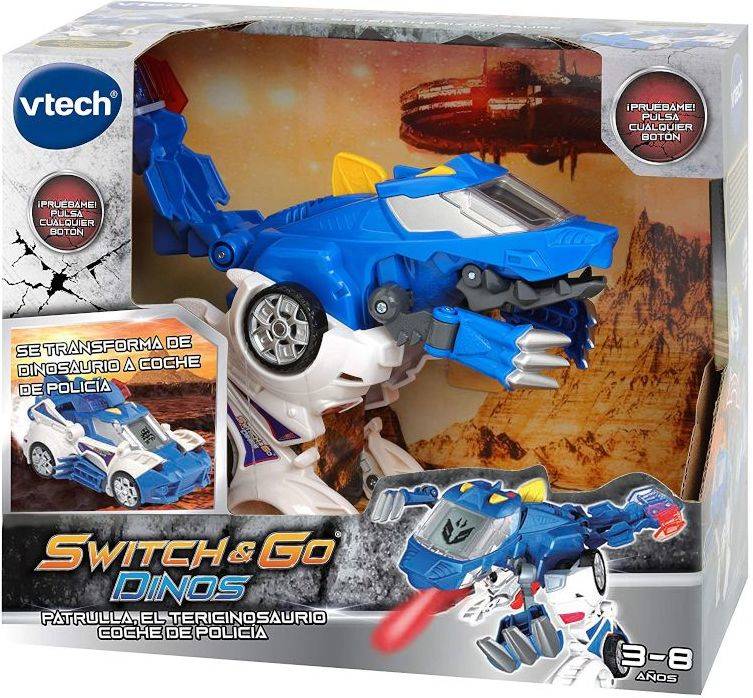 Coches VTECH Switch & Go Dino - Patrulla El Tericinosaurio Coche Policia