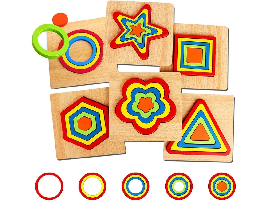 Juguetes de madera para niños Montessori, actividades educativas, rompecabezas de formas, juego de clasificación para regalo de cumpleaños