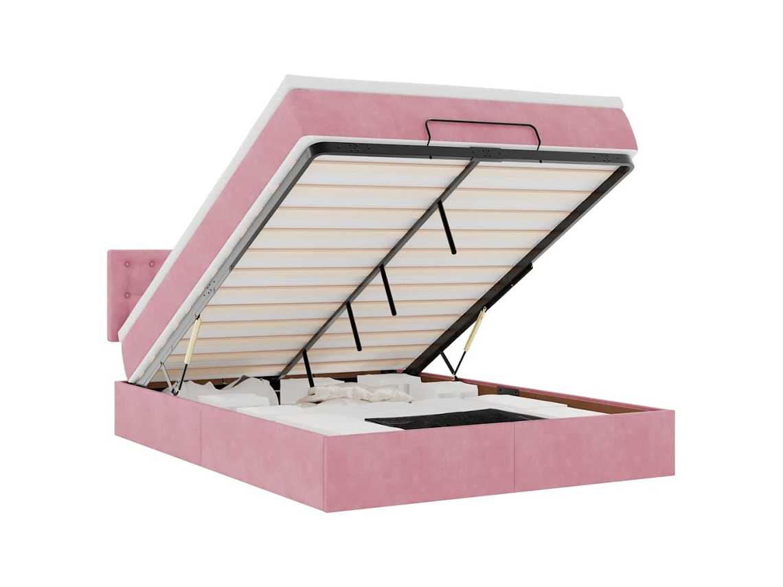 Maison Exclusive - Estructura Cama Otomana Colchón Terciopelo Rosa 140x200cm