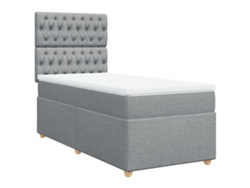 Maison Exclusive - Cama Box Spring Con Colchón Tela Gris Claro 90x200 Cm