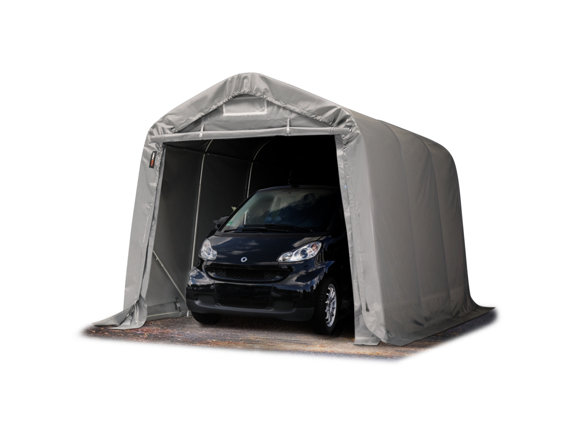 Carpa portátil para garaje de PVC de 2,4 x 3,6 m, 800 N, refugio de almacenamiento compacto, 100 % impermeable, gris, Toolport