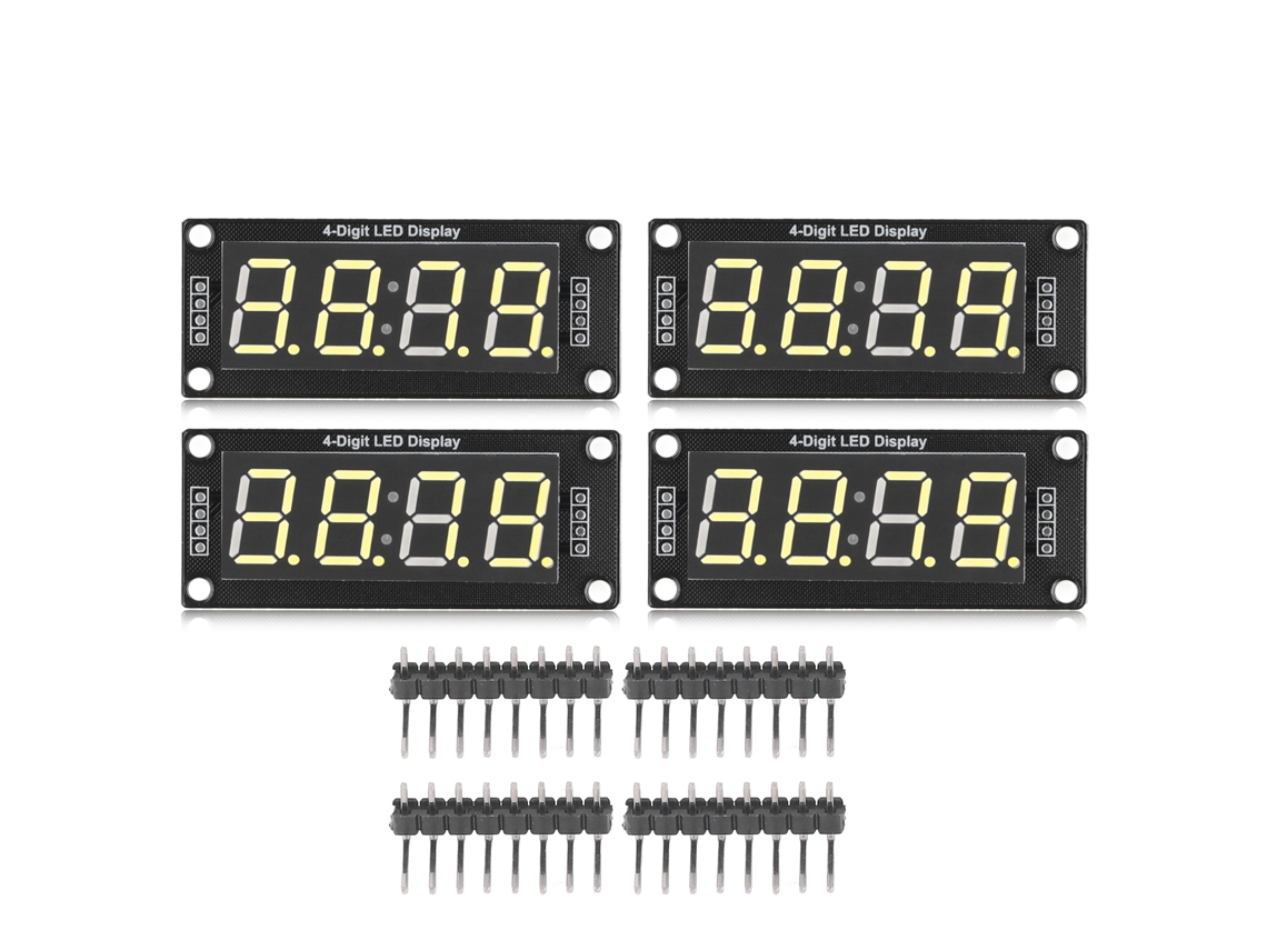 Conjunto de 4 módulos de relojes digitales de tubo LED de 4 dígitos y 7 segmentos TM1637 de 0,56 pulgadas, color amarillo MR041E