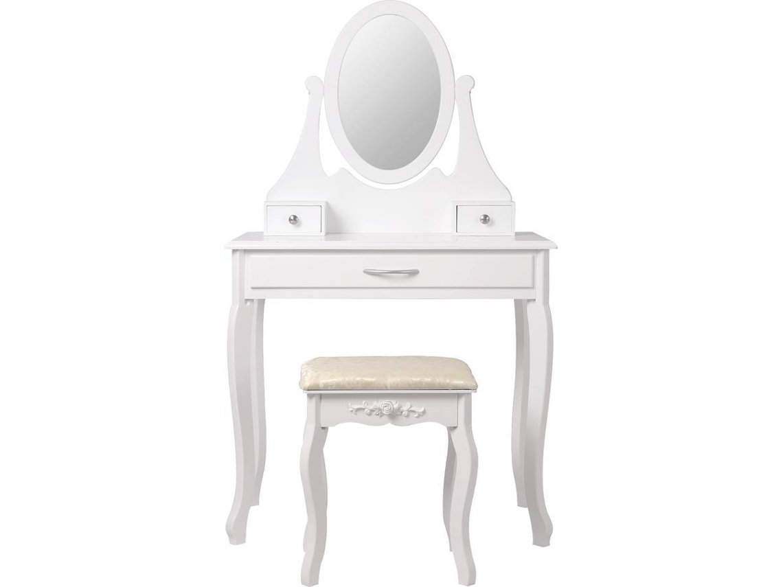 Tocador ML-DESIGN con Banco (Blanco - MDF - 75 x 140 x 40 cm)