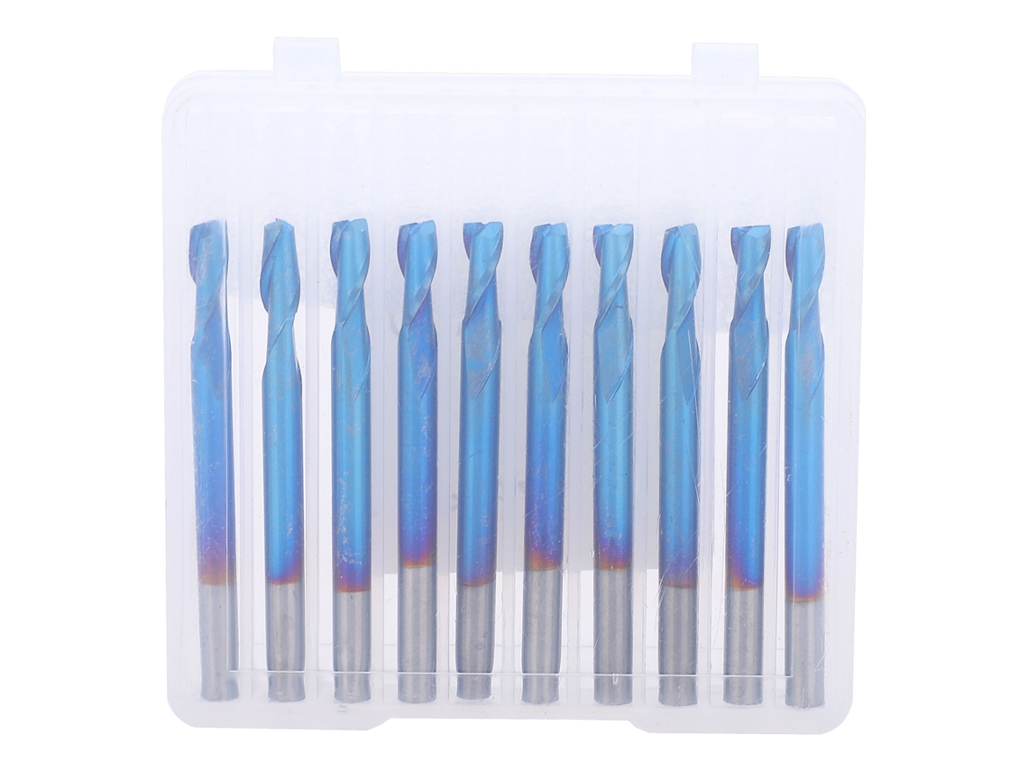 2026velora-10pcs Conjunto De Fresa De Bohio Espiral De 2 Cuchillas Recubierto Azul 3.175x8mm Para Cnc
