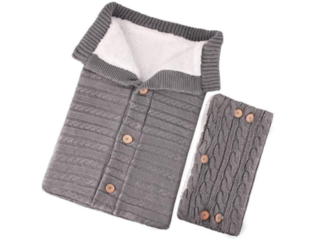 Saco de dormir para bebé, manta tejida para bebé, conjunto de guantes para saco de dormir para cochecito, hecho de lana de cordero con botones GELL...
