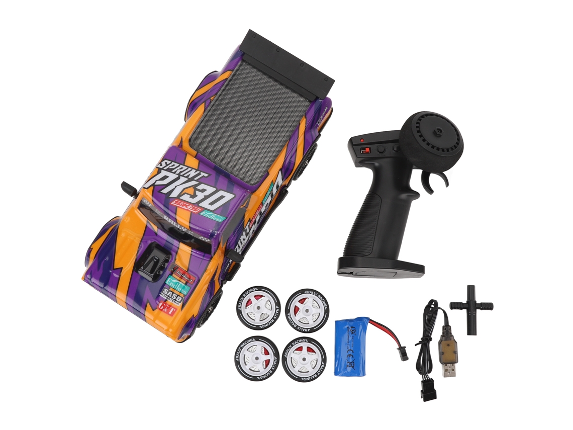 Coche De Derrape Rc 2.4ghz 1/16 4wd Luces Led 10km/h Vehículo Modelo Para Adultos Niños Niñas Violeta Naranja