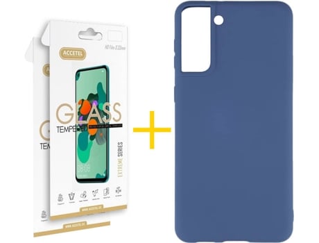 Carcasa + 2 Protectores de Pantalla para Samsung Galaxy S22 Plus 5G ACCETEL Azul