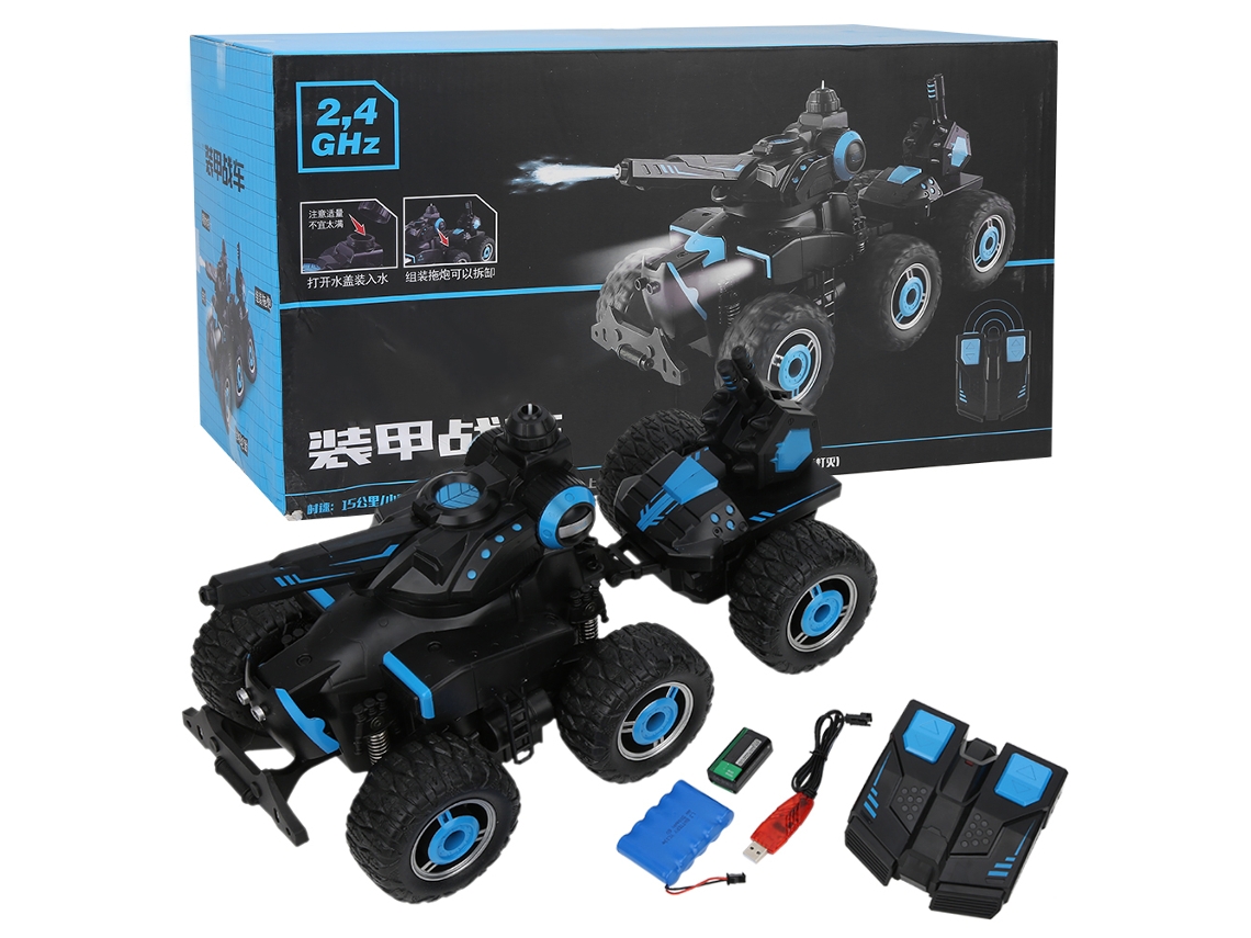 Ats-coche De Control Remoto Stunt Con 6 Ruedas, Rechargeable, Sprayer De Agua, Juguete De Coche Negro