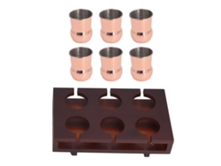 MEOIRUERY Set de 6 Vasos para Cóctel 100ml Revestidos de Cobre Acero Inoxidable con Soporte de Almacenamiento