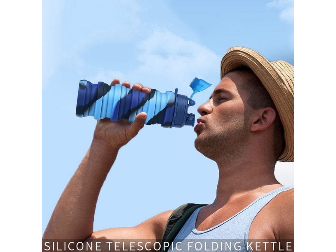 Botella Deportiva 2l Con Marcador De Tiempo Y Pajita Camuflaje Diseño Colapsable Anti-fugas Material Seguro