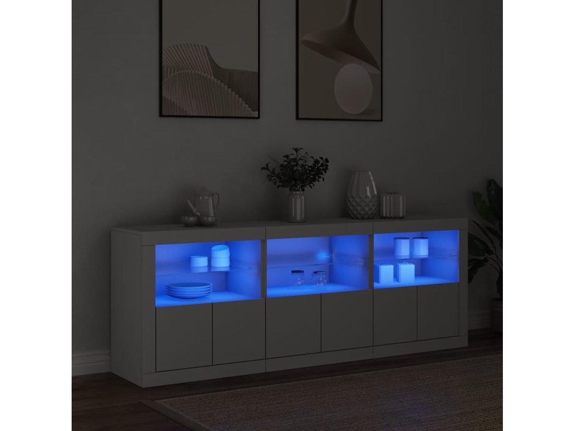 Aparador con luces LED 181,5x37x67 cm Blanco Dkd Home Decor