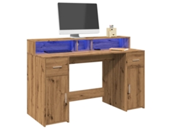 Escritorio con LED madera ingeniería roble artisian 140x55x91cm