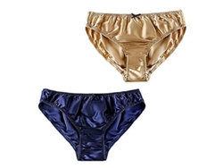 Braguitas De Seda De Morera Para Mujer 2pcs Bikini Sexy Seda Talla M-xxxl Oro-azul Xxxl Gold-blue