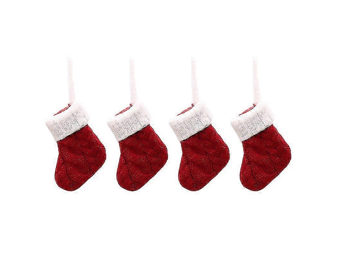 Juego de 4 bolsas navideñas para cubiertos, tenedor, cuchara, calcetines, portacubiertos y calcetines de punto de Hengjian.