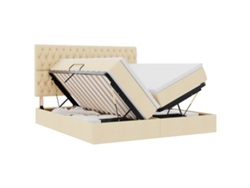 Maison Exclusive - Cama De Almacenamiento Led Con Colchón Crema 180 X 200 Cm Tela