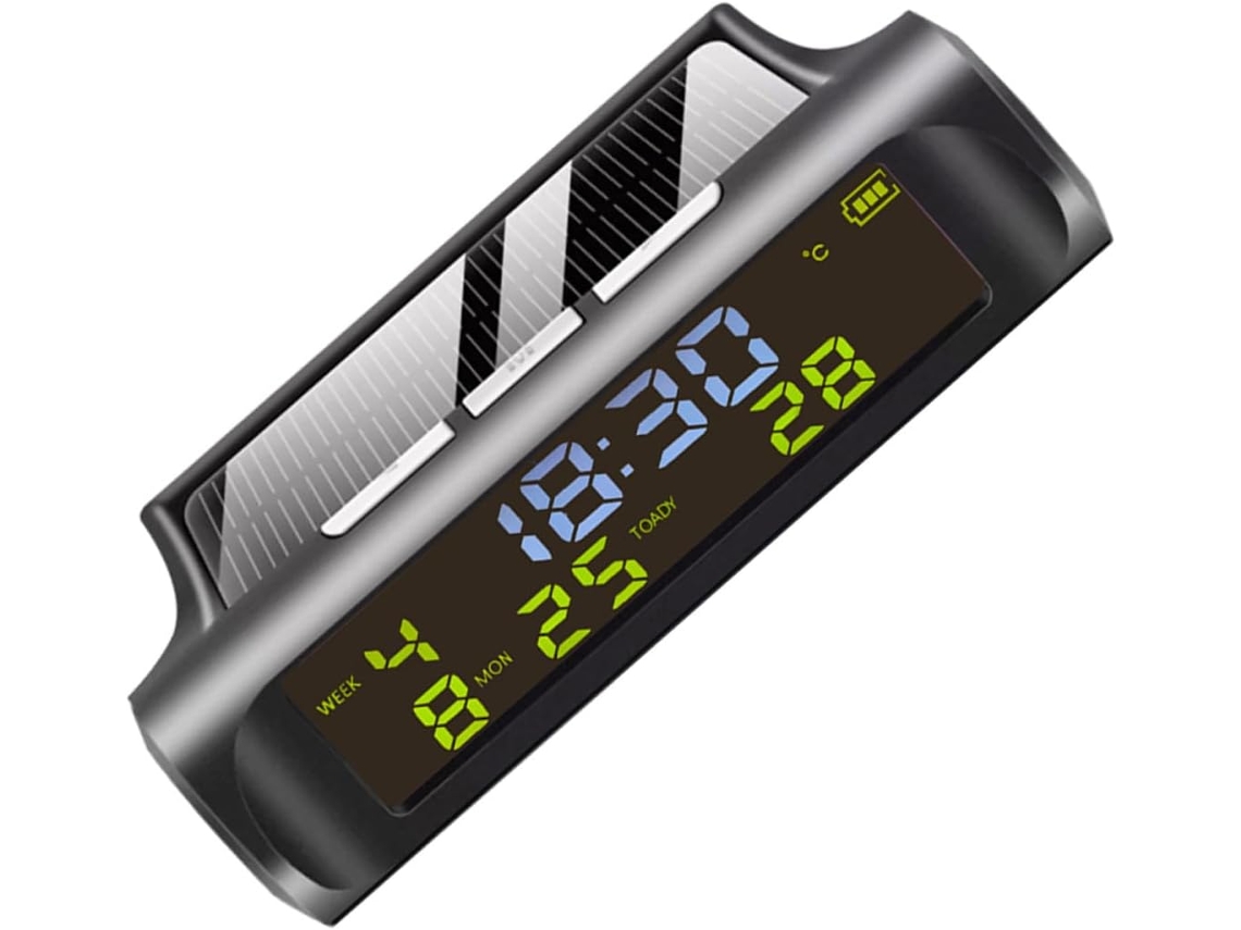 Reloj Digital Automático Para Salpicadero De Coche Con Termómetro Y Pantalla Multifunción Para Fecha.