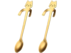 Cucharas de café y té de acero inoxidable de hermoso diseño, 4 piezas, color dorado.