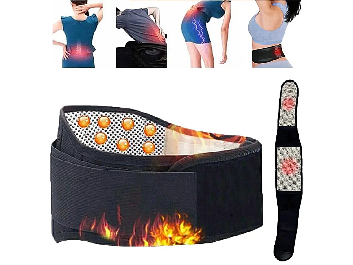 Cinturón De Soporte Lumbar Con Magnetoterapia Autocalentable Ajustable, 20 Imanes, Tela No Tejida.