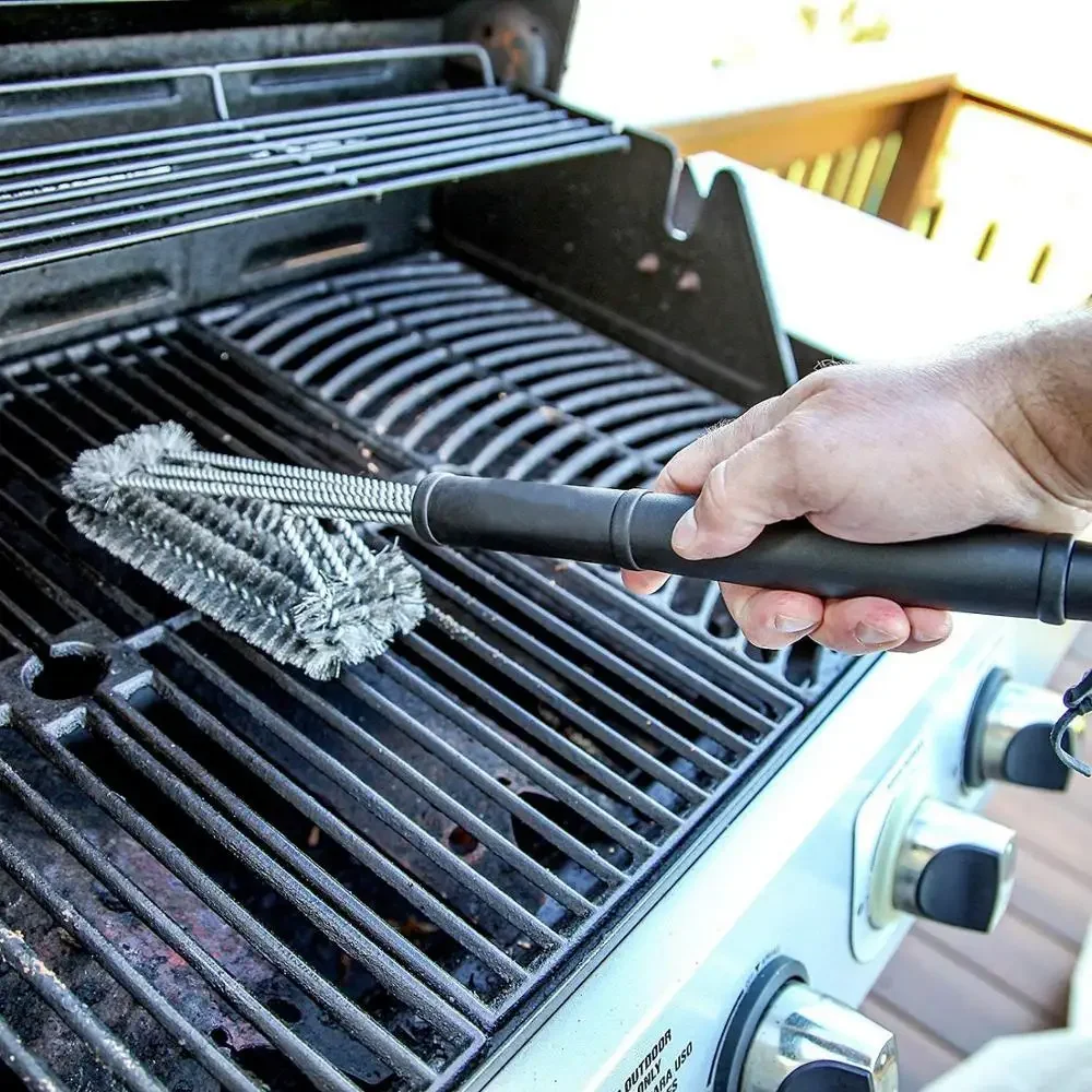 Cepillo de limpieza para parrillas MDUG 3 en 1 con cerdas de acero inoxidable