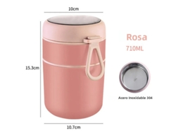(rosa 710 Ml) Termo De Sopa Aislado De Acero Inoxidable Con Cuchara, Lonchera Aislada Con Palanca