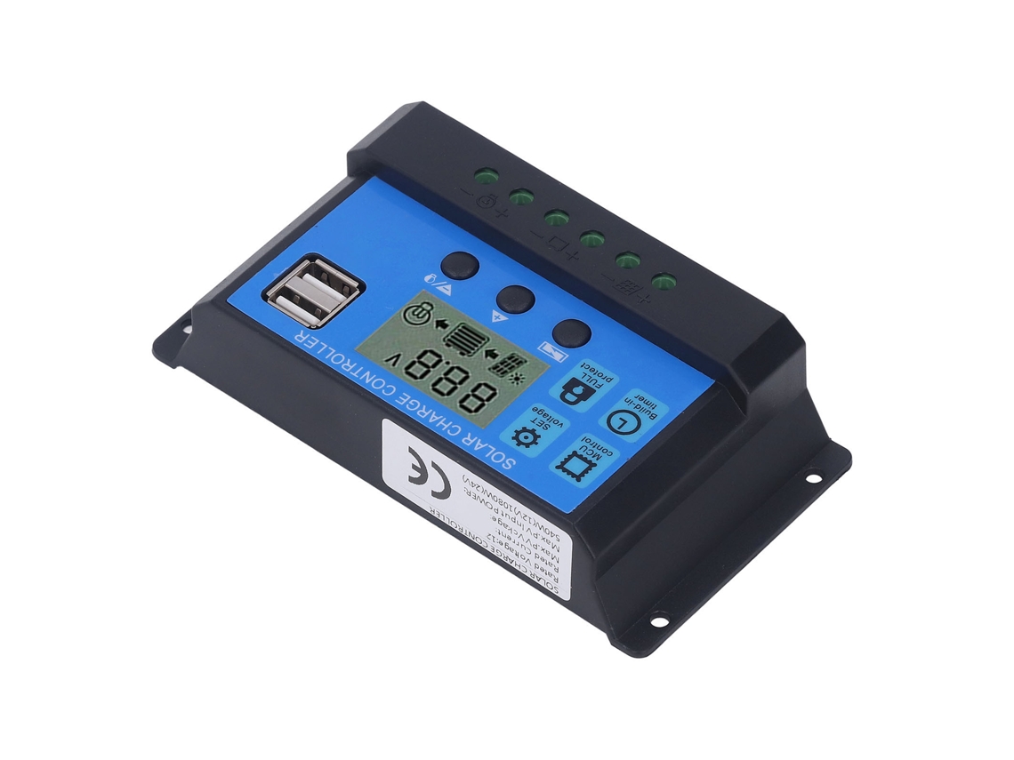 Controlador de carga solar PWM 2026dz-12v 24v 50a con salidas USB de 5v, regulador de carga para paneles solares