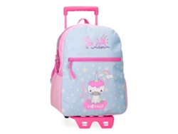 Mochila escolar enrollable de poliéster azul claro con ruedas "I Am A Unicorn"