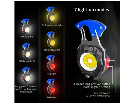 Llavero con linterna, linternas LED Chronos Lantern-0149, luces de trabajo con llavero COB, con función de calentador, recargable por USB (negro) Y...