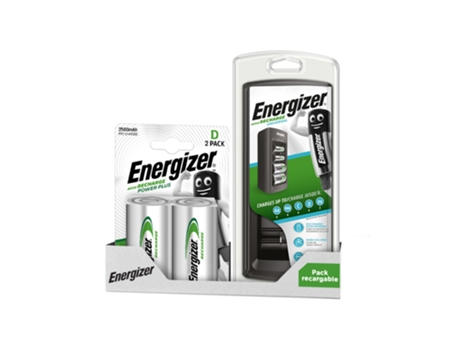 ENERGIZER - PACK RECARGABLE: Blister de 2 D 2500 mAh CARGADOR UNIVERSAL