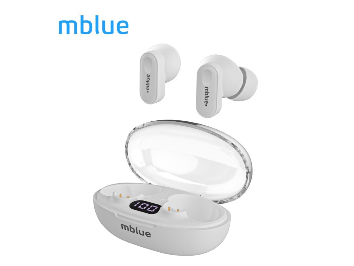 Fones De Ouvido True Wireless Mblue Ar01 Bt 5.4 Com Cancelamento De Ruído, Microfone E Display Led Para Esportes