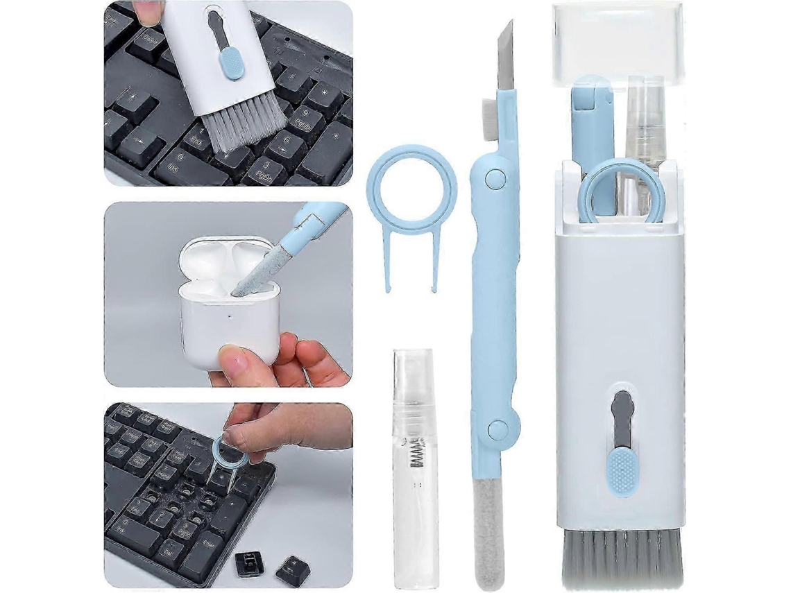 Cepillo de limpieza multifuncional 7 en 1 para teclados, con limpiador para teclados y auriculares, y extractor de teclas para teclados mecánicos para juegos ELECTVAULT1 (azul)