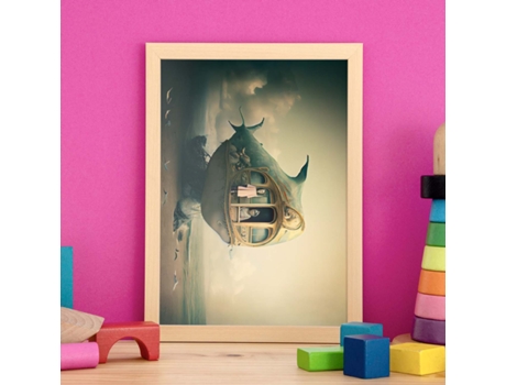 NACNIC Poster Autobús Tiburón En Estilo Surrealismo Cinematográfico Ilustraciones Y Grabados De Historieta Abstracta Y Artística A3