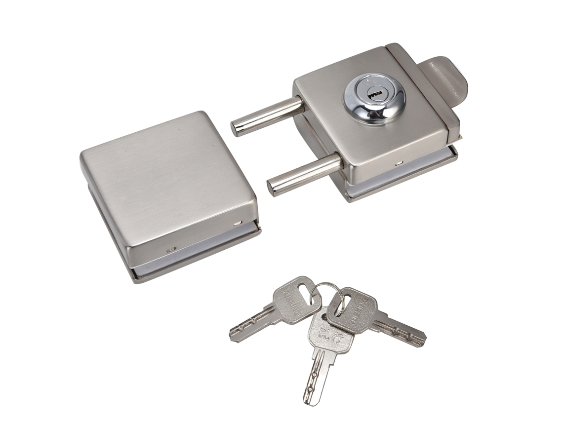 Cerradura para puerta de cristal de 10-12 mm, sin marca.