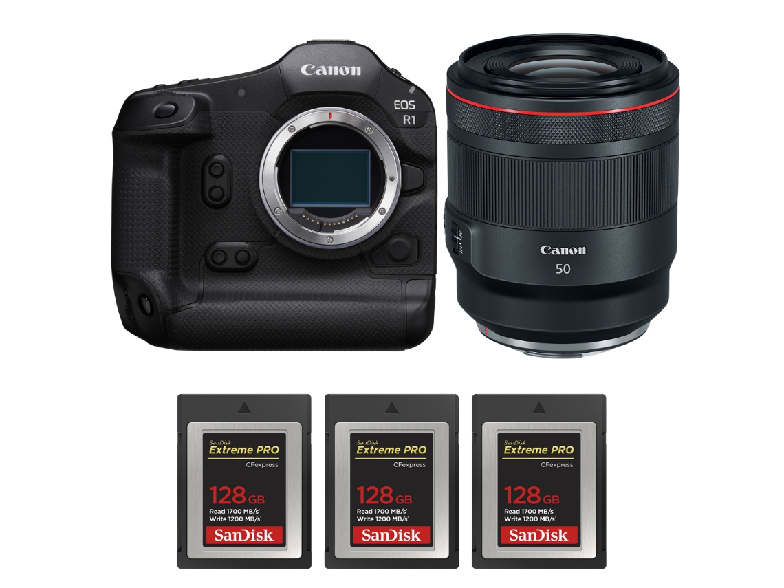 Canon Eos R1 + Rf 50mm F/1.2 L Usm + 3 Sandisk 128gb Extreme Pro Cfexpress Type B + Ebook “20 Consejos Para Fotos Que Impactan”