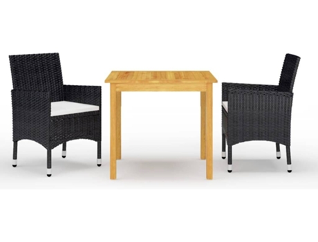 Conjunto 3 de comedor de jardín de VIDAXL negro