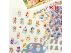 Mini Adesivos Fofos de Desenho Animado, Tema Família na Floresta, Adesivos Recortados MDUG