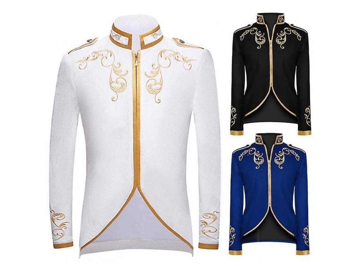 Jaqueta Medieval Vintage Victoriana Bordado Zíper Cosplay Príncipe Rei Gótico Steampunk | S/MARCA