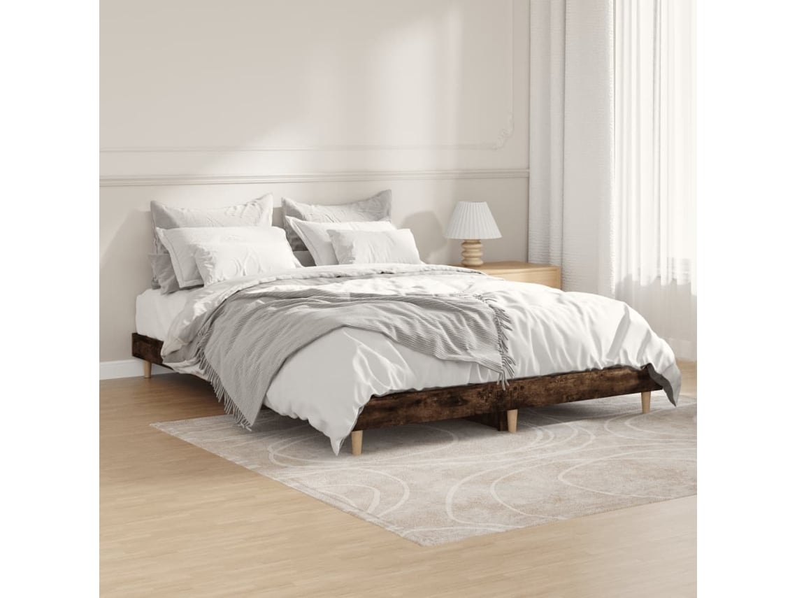Estructura De Cama Madera De Ingeniería Roble Ahumado 135x190cm