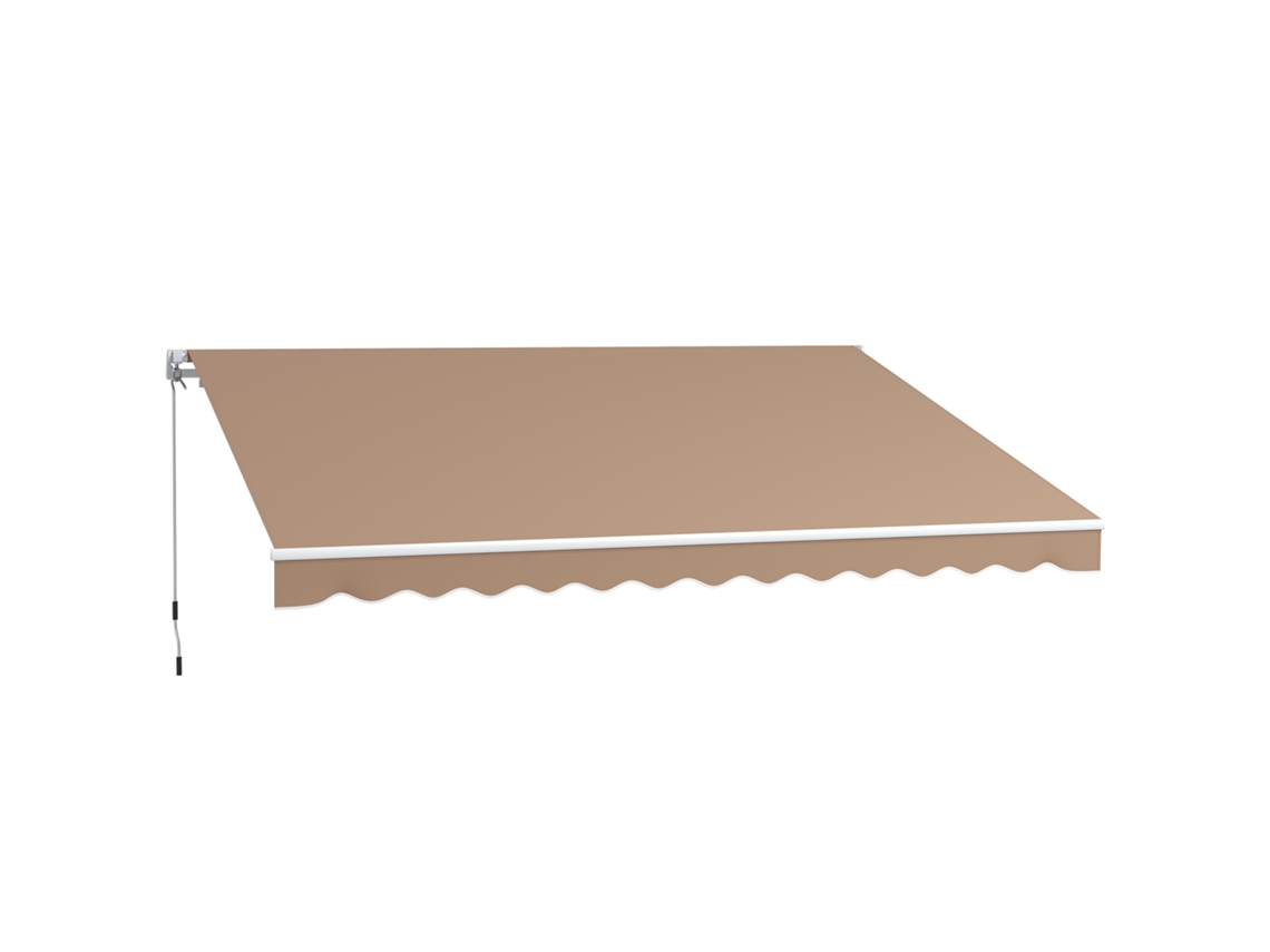 Toldo retráctil manual de 350x250 cm para balcón con manivela metálica, impermeable y resistente a los rayos UV para ventanas de jardín, color marrón PMM CAPITALI
