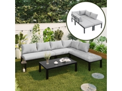 Conjunto De Comedor De Jardín De Hierro Galvanizado Para 6 Personas Con Sofá Modular.