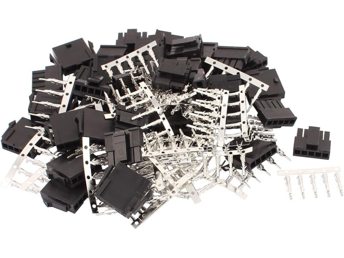 Juego De 20 Conectores Atx De Plástico Negro De 5 Pines Macho + Hembra Con Paso De 3