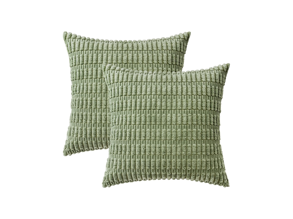 Juego De 2 Fundas De Almohada De Pana A Rayas, 45 X 45 Cm, Estilo Rústico Bohemio.