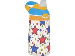 Botella De Agua Infantil Azul Con Lunares Y Pajita Plástico Tritan, Portátil Para Viajes Deportes Grado A...