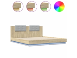 Maison Exclusive - Estructura De Cama Cabecero Luces Led Roble Sonoma 200x200 Cm