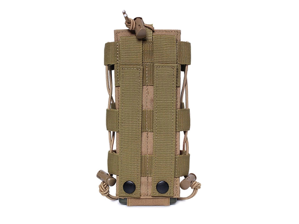 Bolsa táctica para botella de agua, funda portátil para radio, riñonera ajustable de nailon para senderismo, acampada y viajes (color barro).